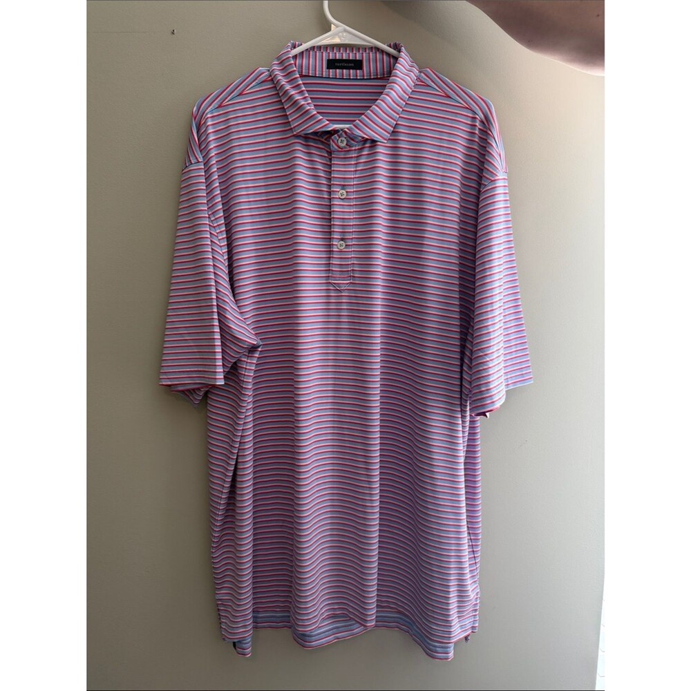 Men's Striped Polo Shirt in Pink & Light Blue - Relaxed Short-Sleeve